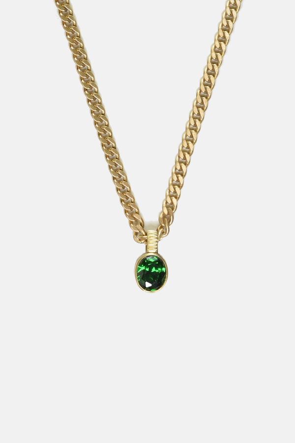 Green Zircon Pendant Necklace Chain