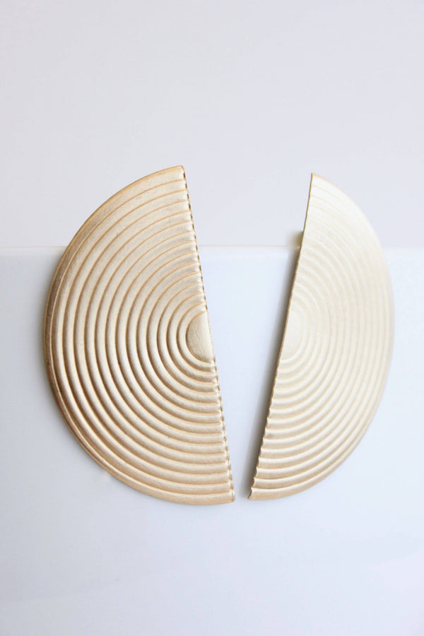 Geometric Half Moon Brass Earrings