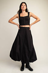 Black Balloon Hem Skirt