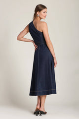 One Shoulder Denim Dress