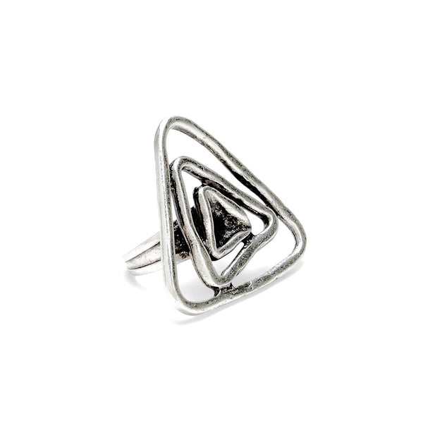 Handmade Triangle Spiral Pewter Rings