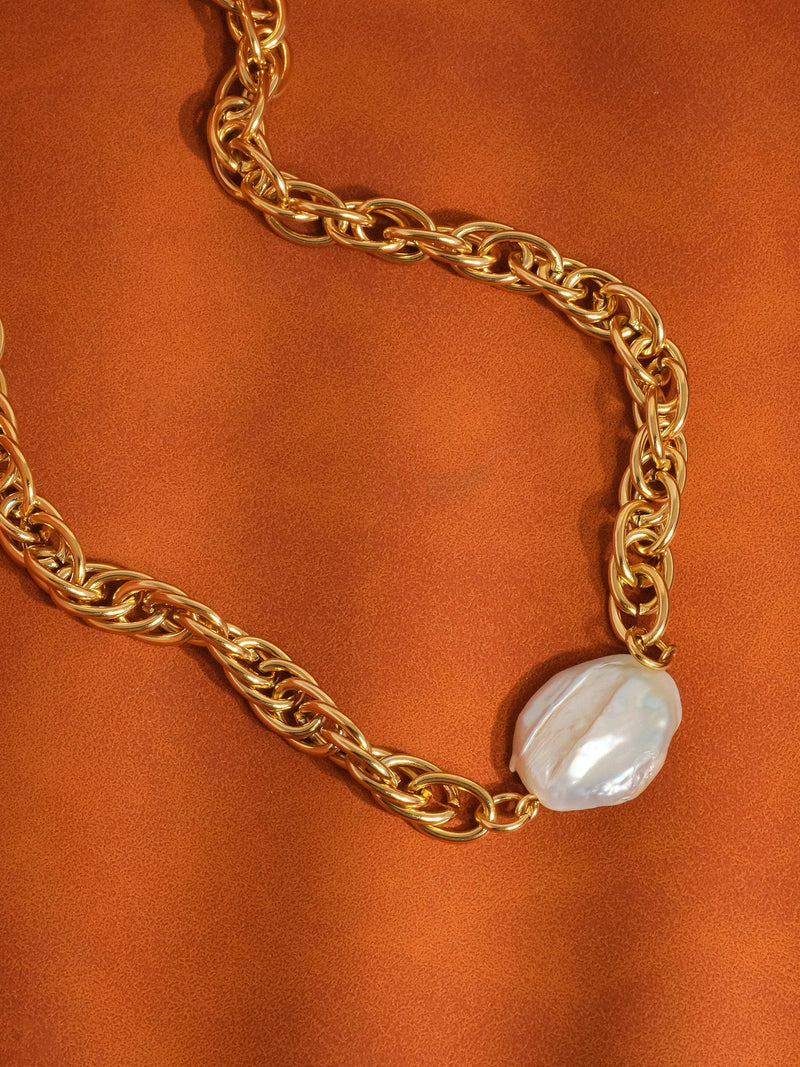 Bold Pearl Chain Necklace
