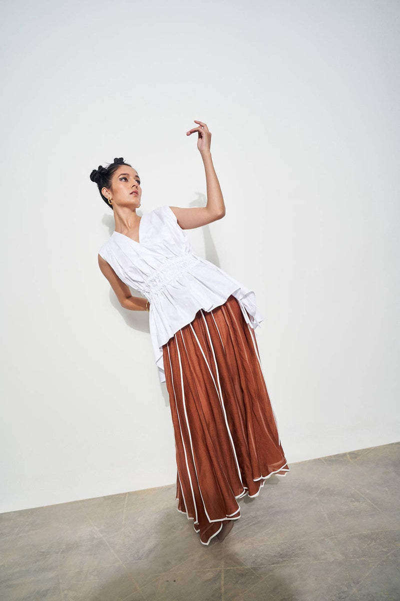 Paneled Silk Skirt
