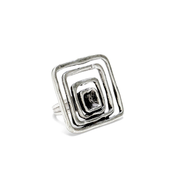 Handmade Square Spiral Pewter Rings