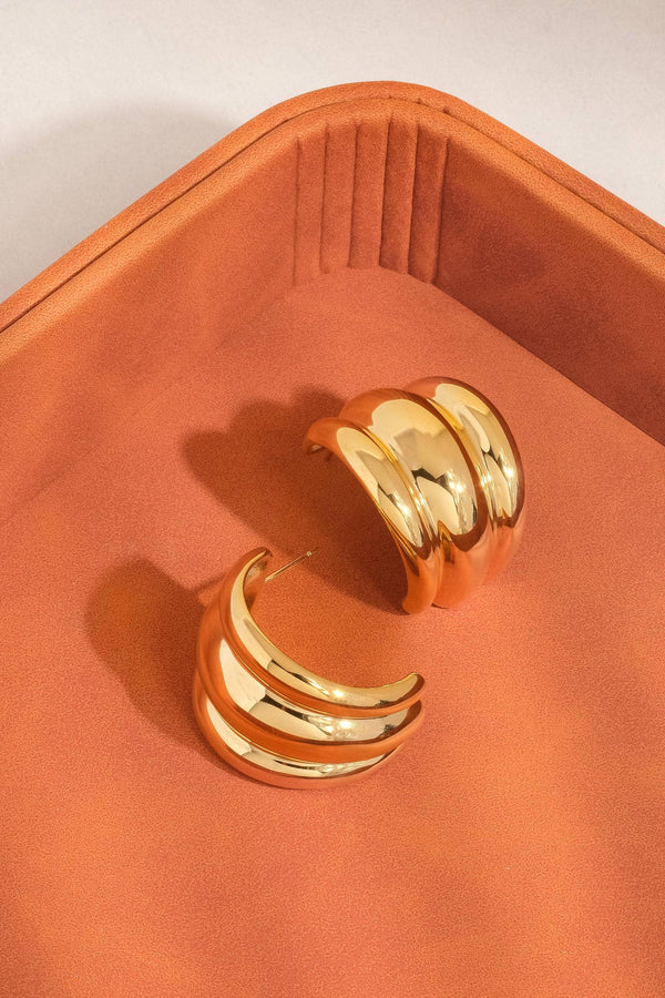 Layered Gold Stud Hoop Earrings