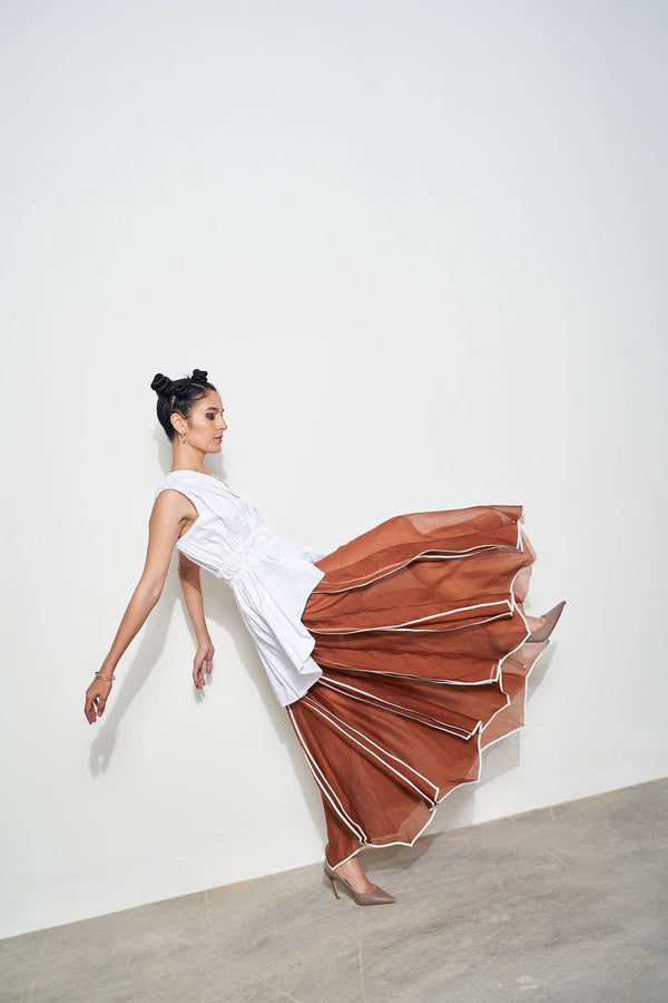 Paneled Silk Skirt