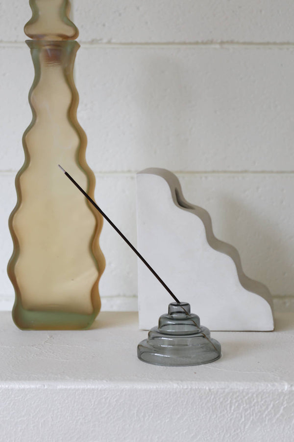 Gray Glass Meso Incense Holder