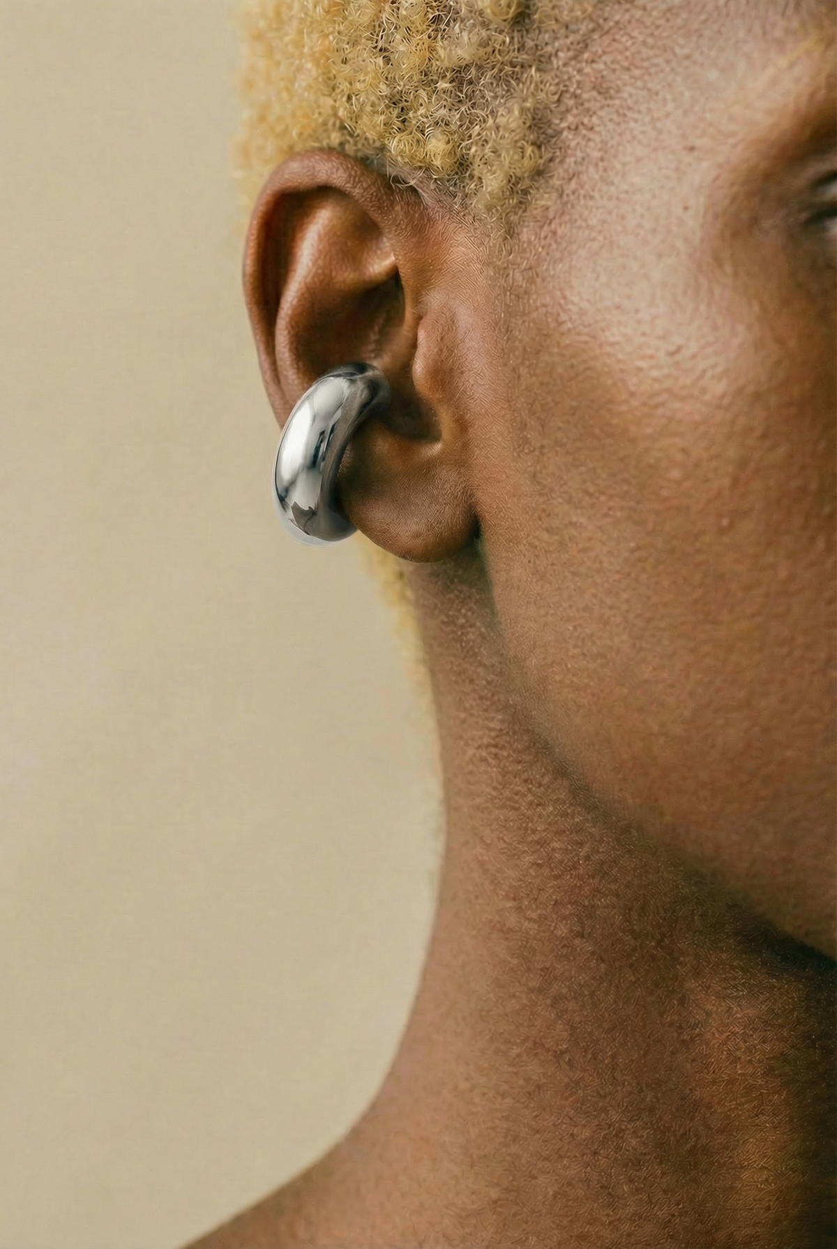 Chunky Ear Cuffs Silver Stainless Steel