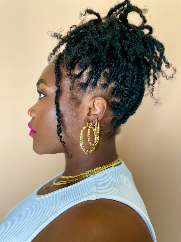 Gold Filled Bamboo Hoops