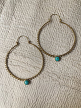 Turquoise Stone Drop hoops