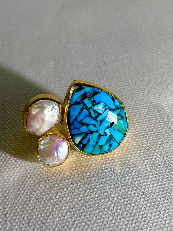 Turquoise + Mother of Pearl Ring