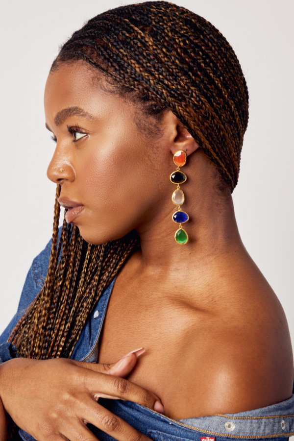 Multicolored Gem Studded Earrings