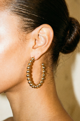 Gold Beaded Open Hoops