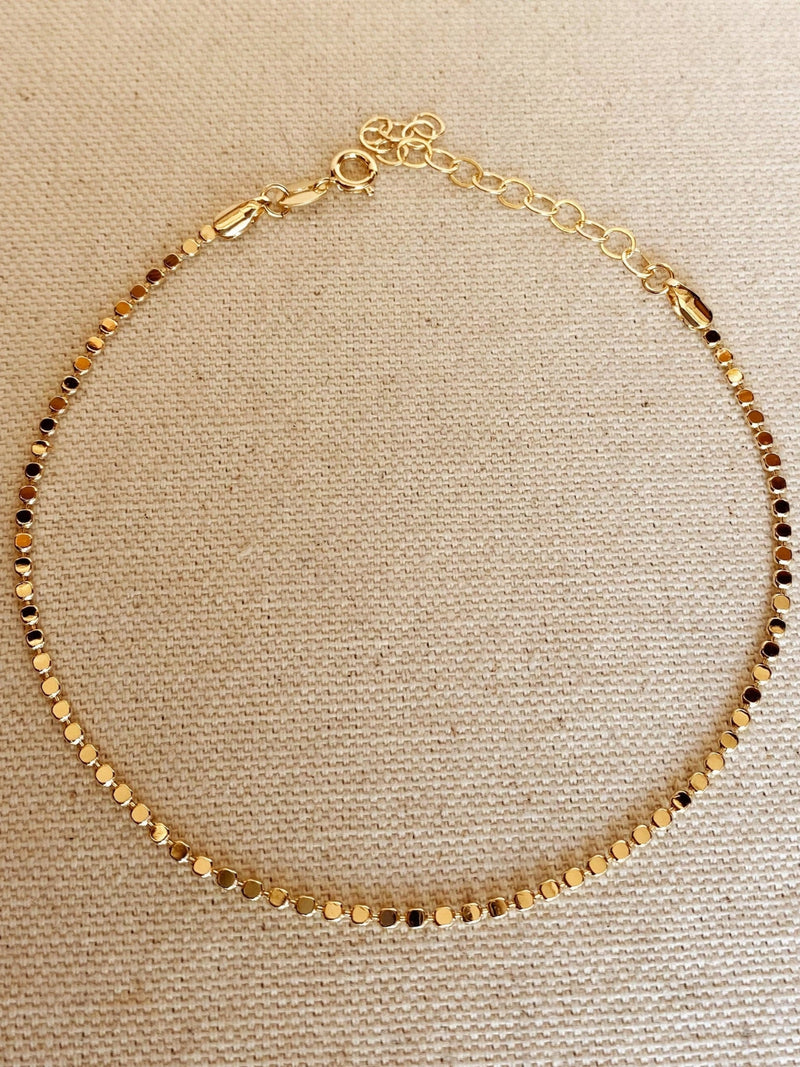 Flat Ball Chain 18k Gold Filled Anklet
