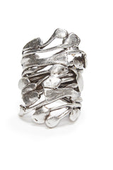 Chunky Brutalist Brass Ring In Silver Plating