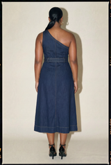 One Shoulder Denim Dress