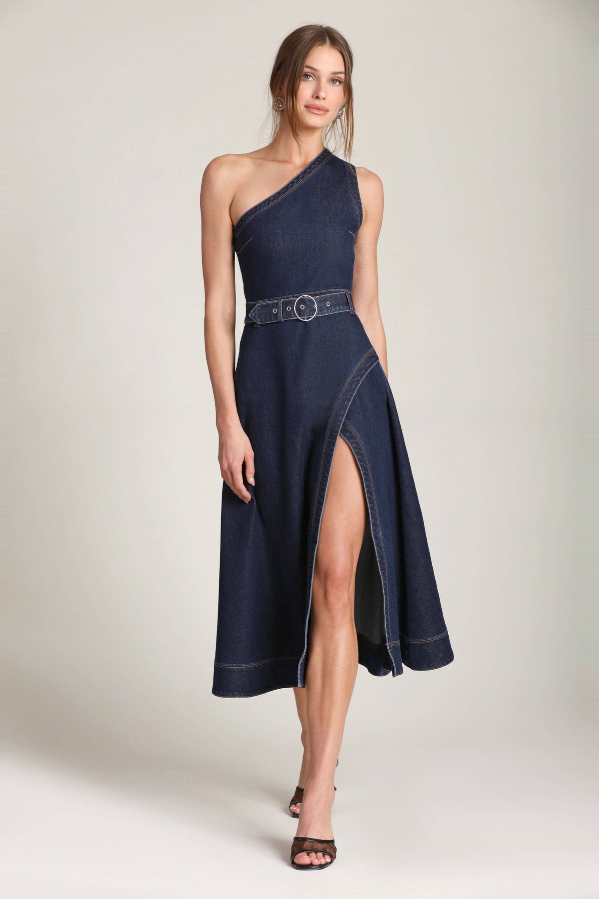 One Shoulder Denim Dress