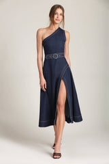 One Shoulder Denim Dress