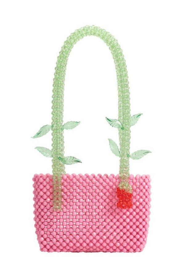 Flor Pink Beaded Shoulder Purse