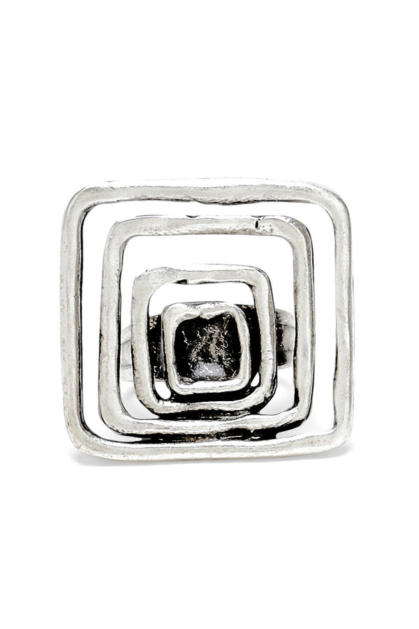 Handmade Square Spiral Pewter Rings