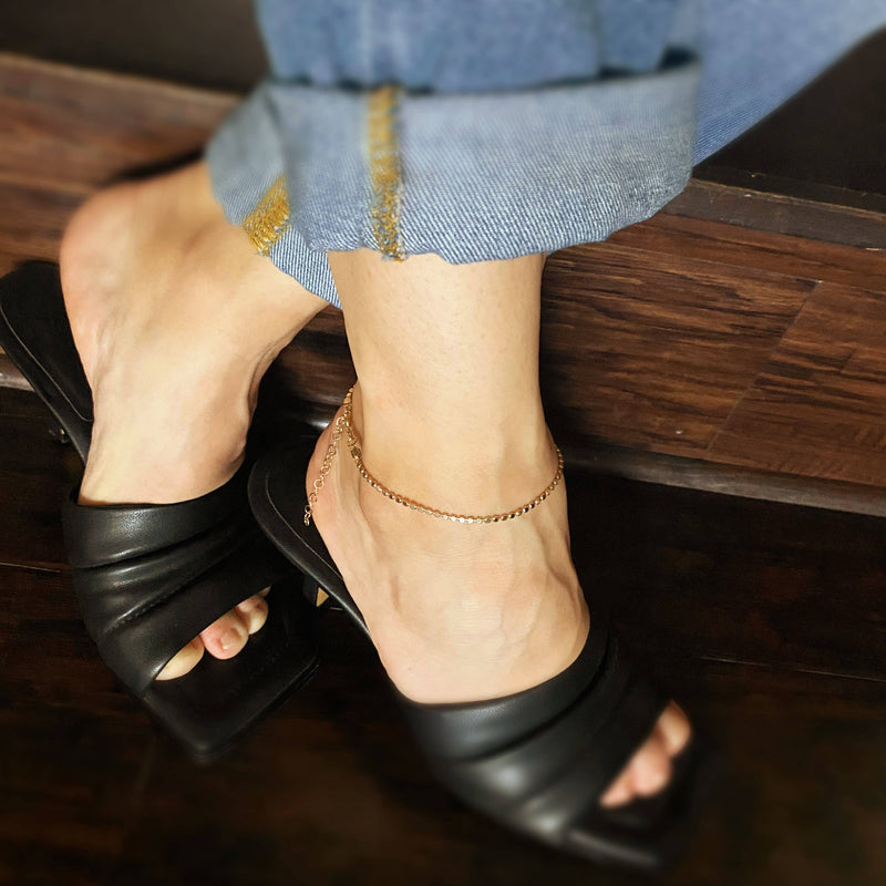 Flat Ball Chain 18k Gold Filled Anklet