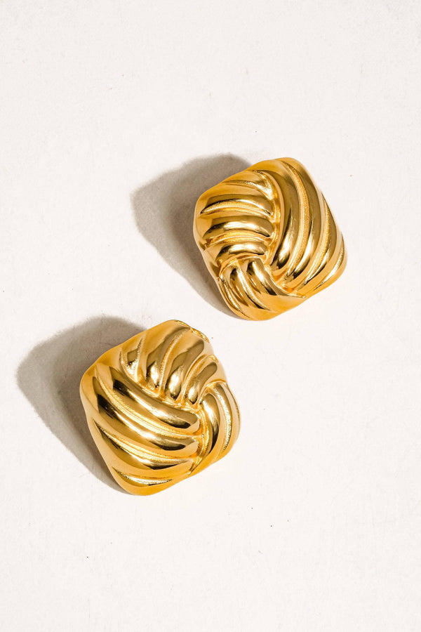 Wavy Square Studs Non Tarnish