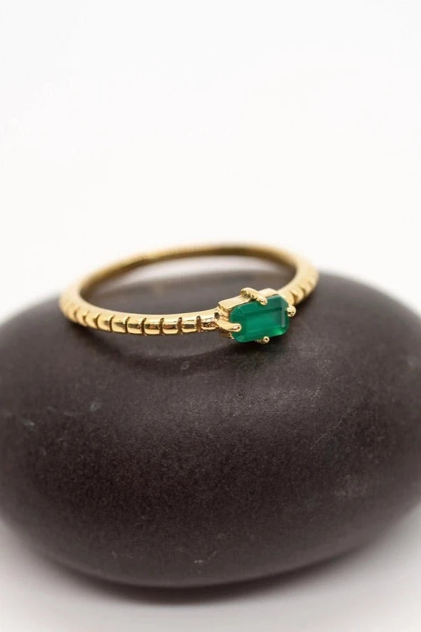 Emerald  Stone Stack Ring