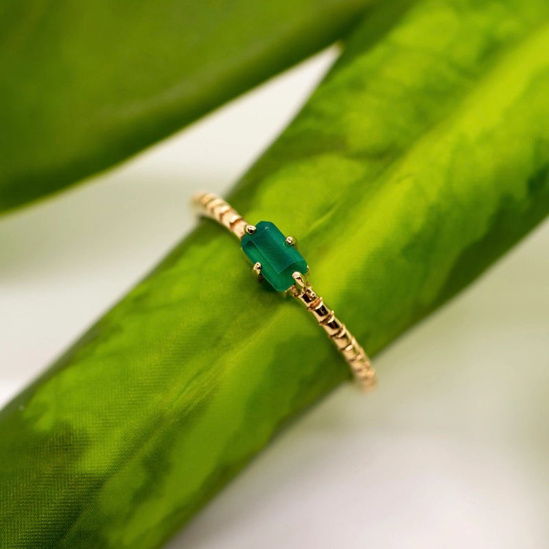 Emerald  Stone Stack Ring