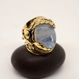 Large Moonstone Ring w/ Leaf Setting